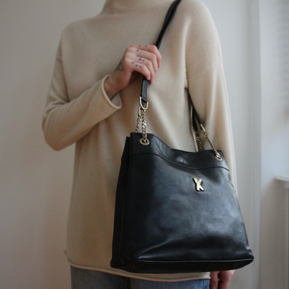 1990's Paloma Picasso Leather Horsebit Shoulder Bag - Picture 2 of 6